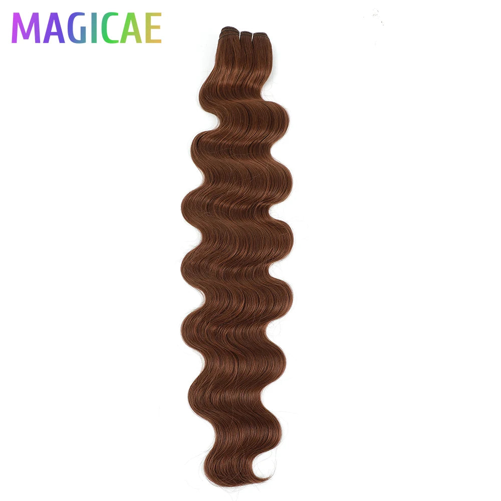 Magicae 200g/Pc Chocolate Ombre Brown Orange Blond 27/613 Grey High Temperature Synthetic Hair Extension 30Inch Body Wave Bundle