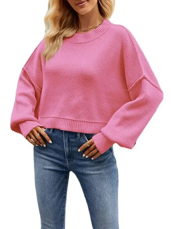 Women’s Solid Color Knit Sweater – Elegant Pullover, Soft Cozy Knitwear Top (Season’s Best Seller)