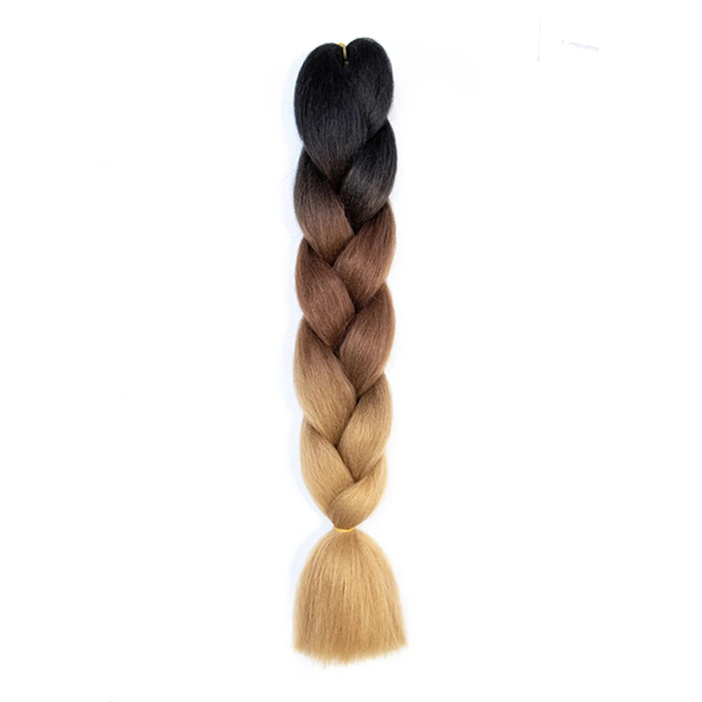 Jumbo Braids Extensions — 24" Synthetic Kanekalon Yaki Straight (Afro Ombre Piano Color)