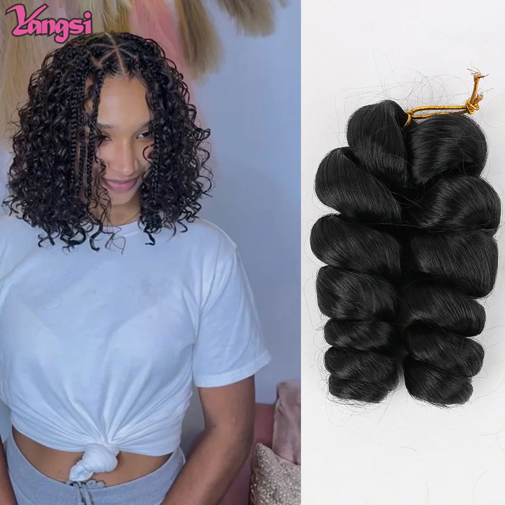 8“ Short  French curl Bob Braids Crochet Box Braids Ombre Colored Synthetic Hair Extensions Brown Blonde Purple Crochet Hair