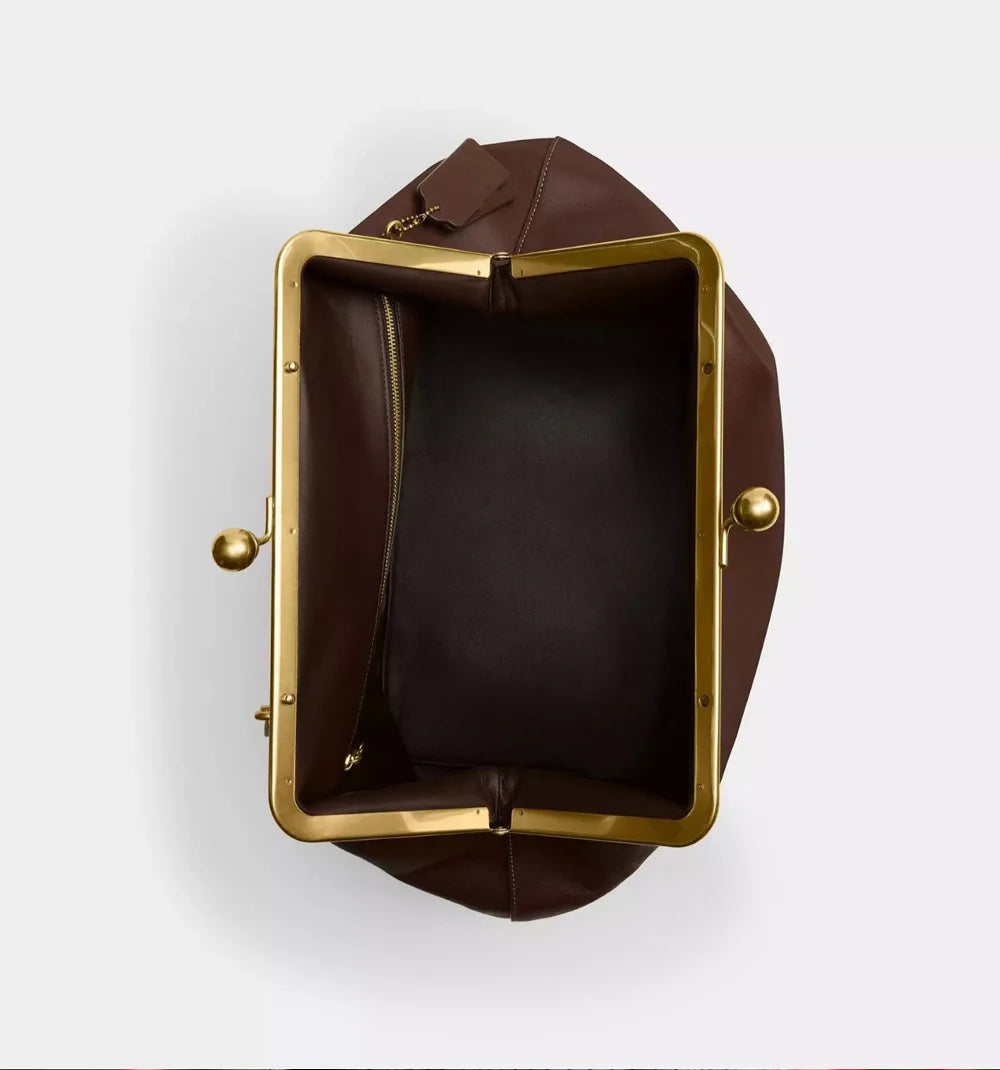 Fashion Large Kisslock Clutch Bag for Women Designer Clip Shell Women Shoulder Bags Luxury Soft Pu Leather Pink Color Handbags