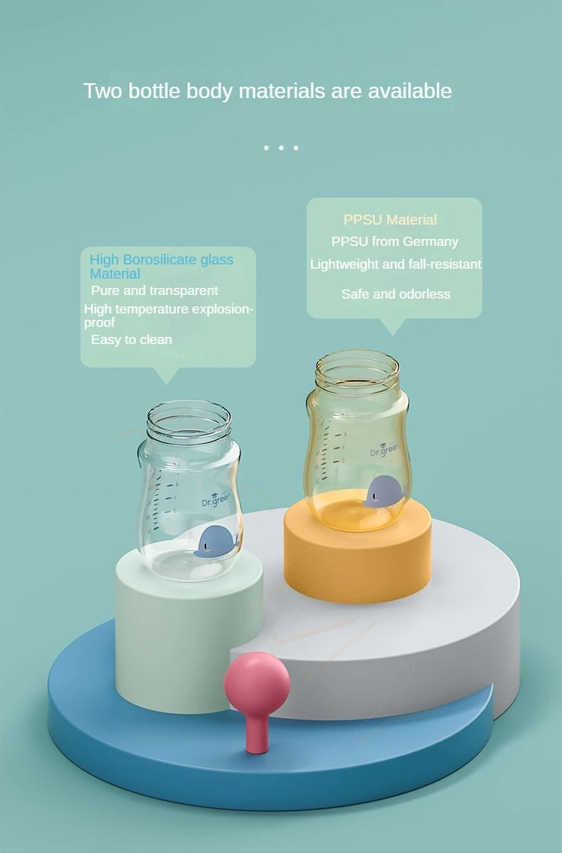 Dr.Green Smart Thermostat Newborn Baby Bottle PPSU 150+240 Combination set Sealed isolation Fast milk filling Removable/Washable