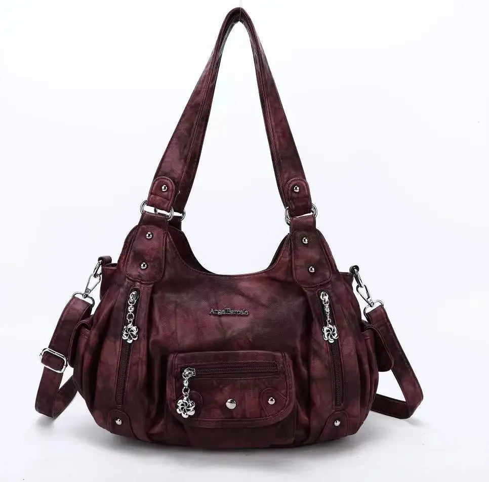 Women Handbags Satchel Top-handle Handbag Small PU Shoulder Bag 12.5”x4.4” Dumpling Pack Multi-pockets Shoulder Bags