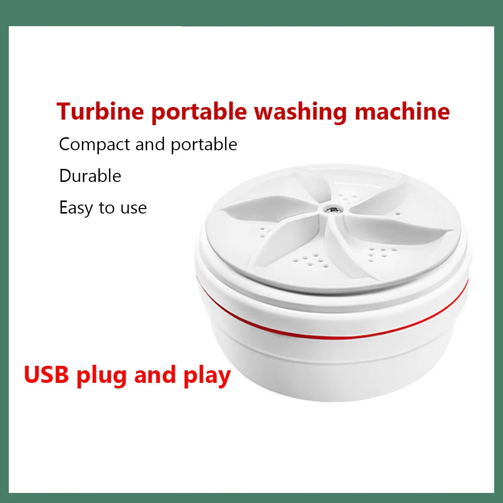 Portable Mini Washing Machine USB Powered Ultrasonic Washing Machine Removes Dirt Turbo Washing Machine Rotating for Home Travel