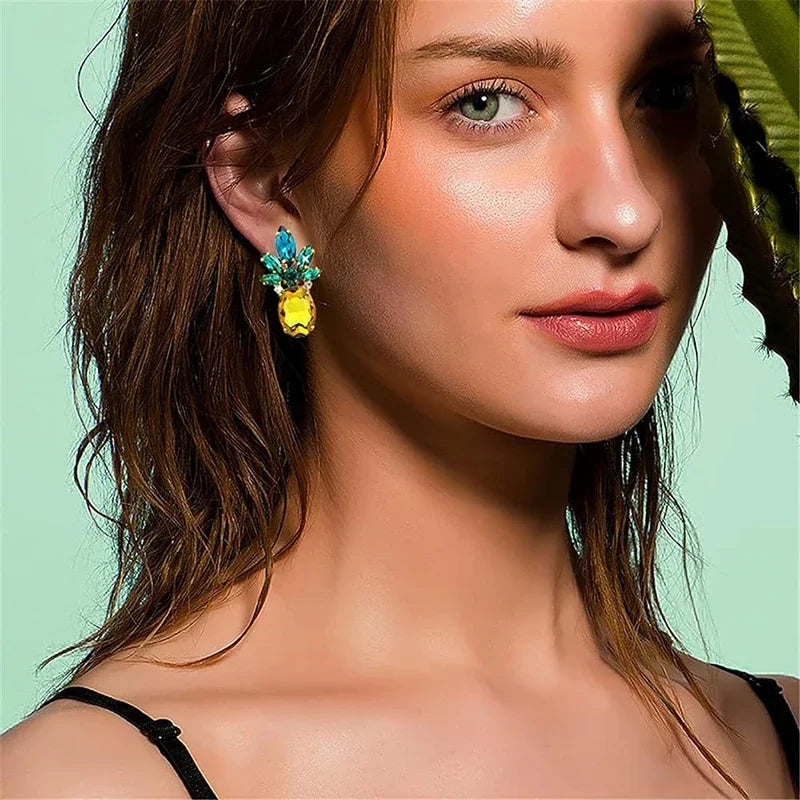 Colorful Pineapple Drop Earrings | Fun Acrylic Fruit Jewelry for Women & Girls