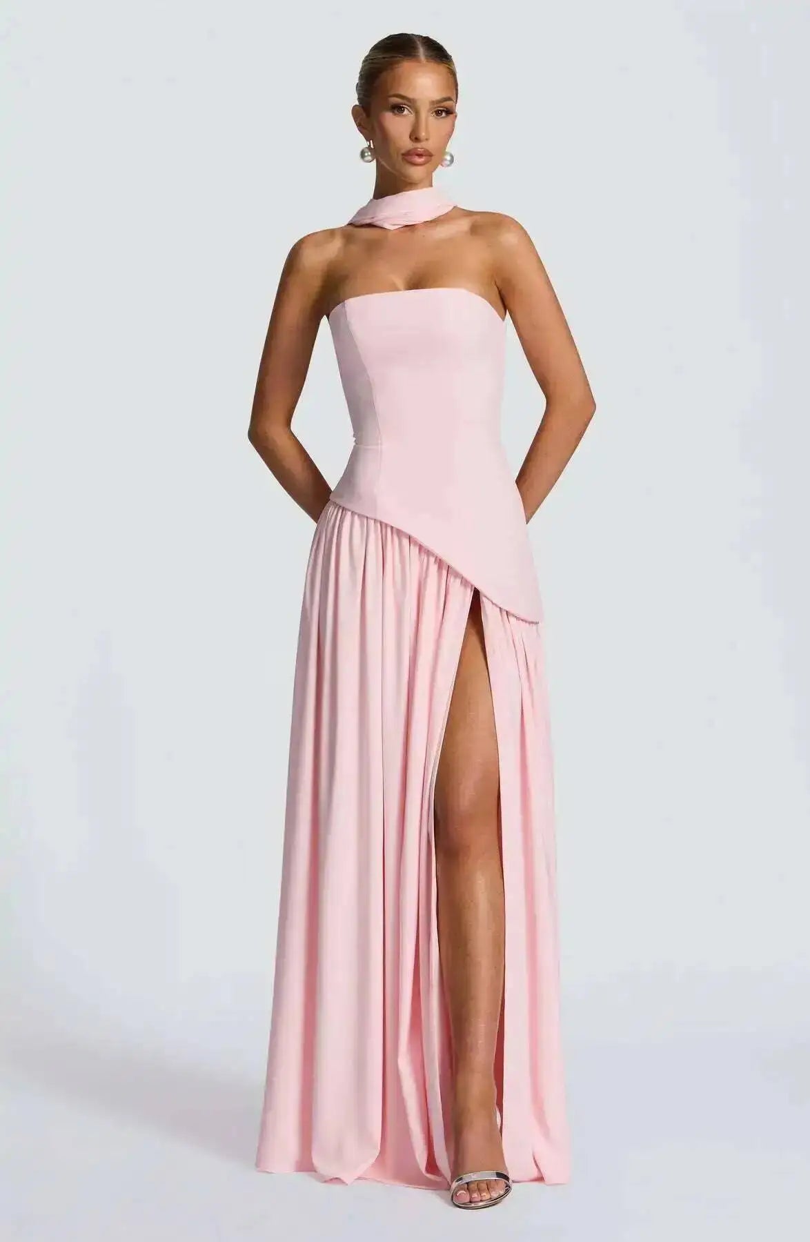 Giyu Sexy Evening Party Dresses Women 2025 Autumn Summer Maxi Long Dress Elegant Strapless Split Backless Pleated Dress