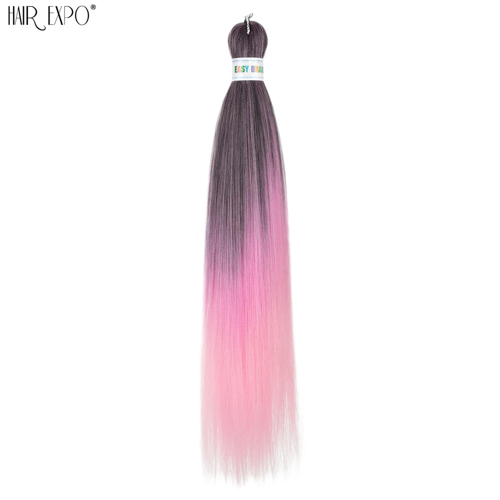 26Inch Easy Braids Hair Synthetic Colourful Pre Stretched Braiding Hair Extensions Jumbo Braids Ombre Yaki Long Straight Hair