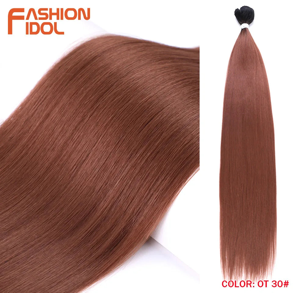 Bone Straight Hair Extensions Ombre Blonde Hair Bundles Super Long Hair Synthetic 24 Inch Straight Hair Full to End FASHION IDOL