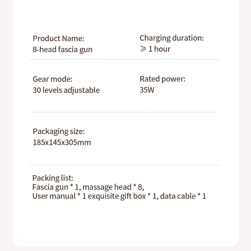 Fascia Gun 8 Heads Massage Gun Muscle Relaxation Electric Massager Body Massage Deep Tissue Muscle Relief Back Leg Neck