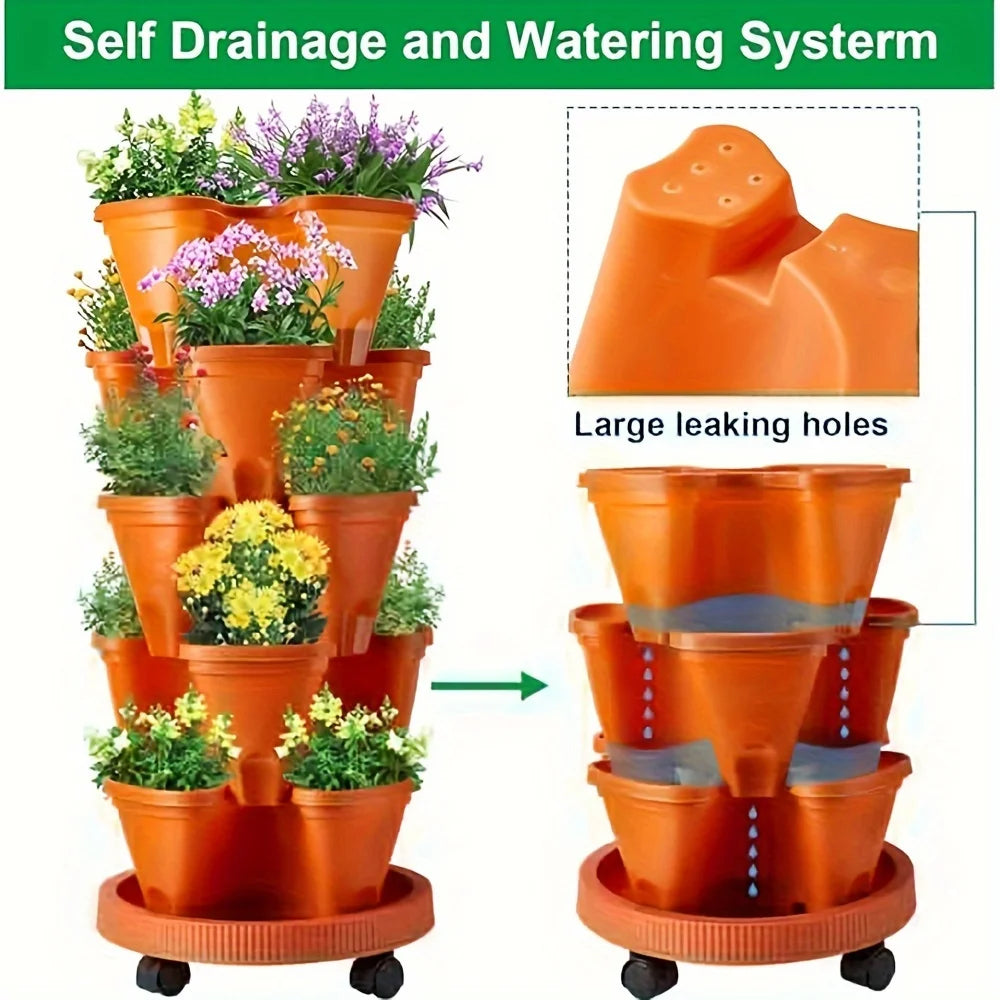 5-Layer Stackable Vertical Planter with Wheels