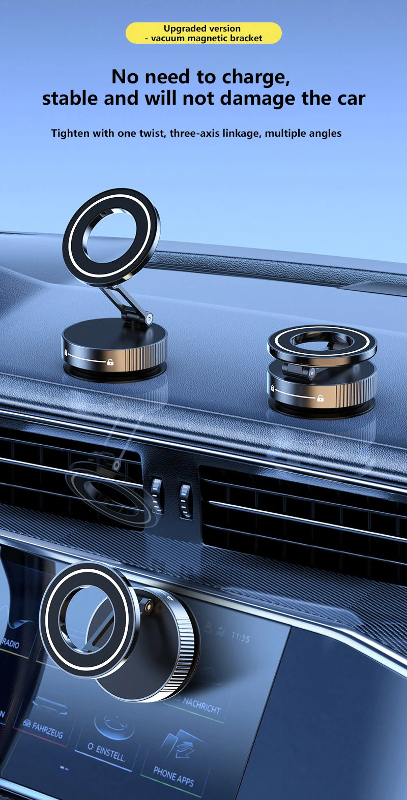 Xiaomi Super Strong Magnetic Phone Holder Foldable Design 360° Adjustable Vacuum Car Mount For Car Desk Bathroom Phone Holder