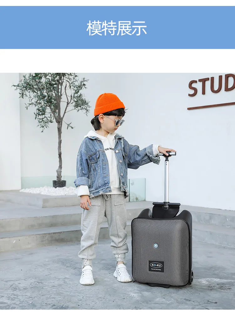 Formsio Kids Scooter Suitcase Lazy Carry On Rolling Luggage Box Sitting Trolley Bag For Baby