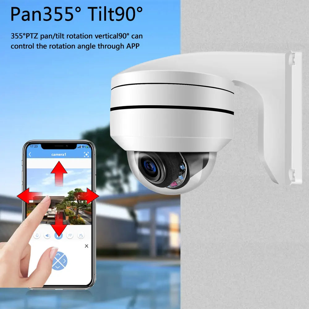 4K 8MP Outdoor IP66 PTZ Dome IP Camera POE 5MP 10X Optical Zoom Motion Detection Night Vision Audio CCTV Security Camera P2P