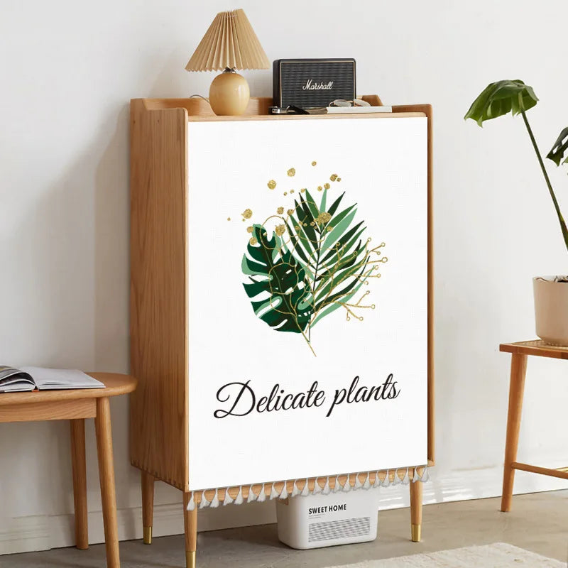 Nature Plant Potted Nordic Cabinet Short Curtains Punch-free Half-curtain Dust Cover Shoe Shelf Kitchen Storage Shelf Curtains