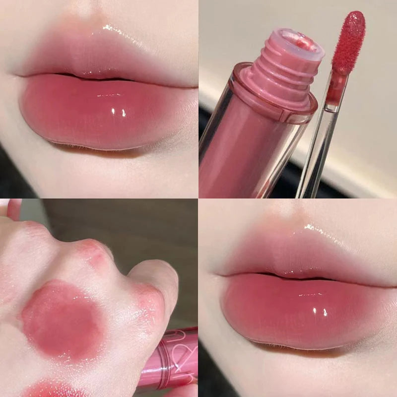 Pink Mirror Crystal Lip Gloss Makeup Water Glass Lip Glaze Plumping Waterproof Jelly Lip Tint Lipstick Moisturizing Beauty Lips