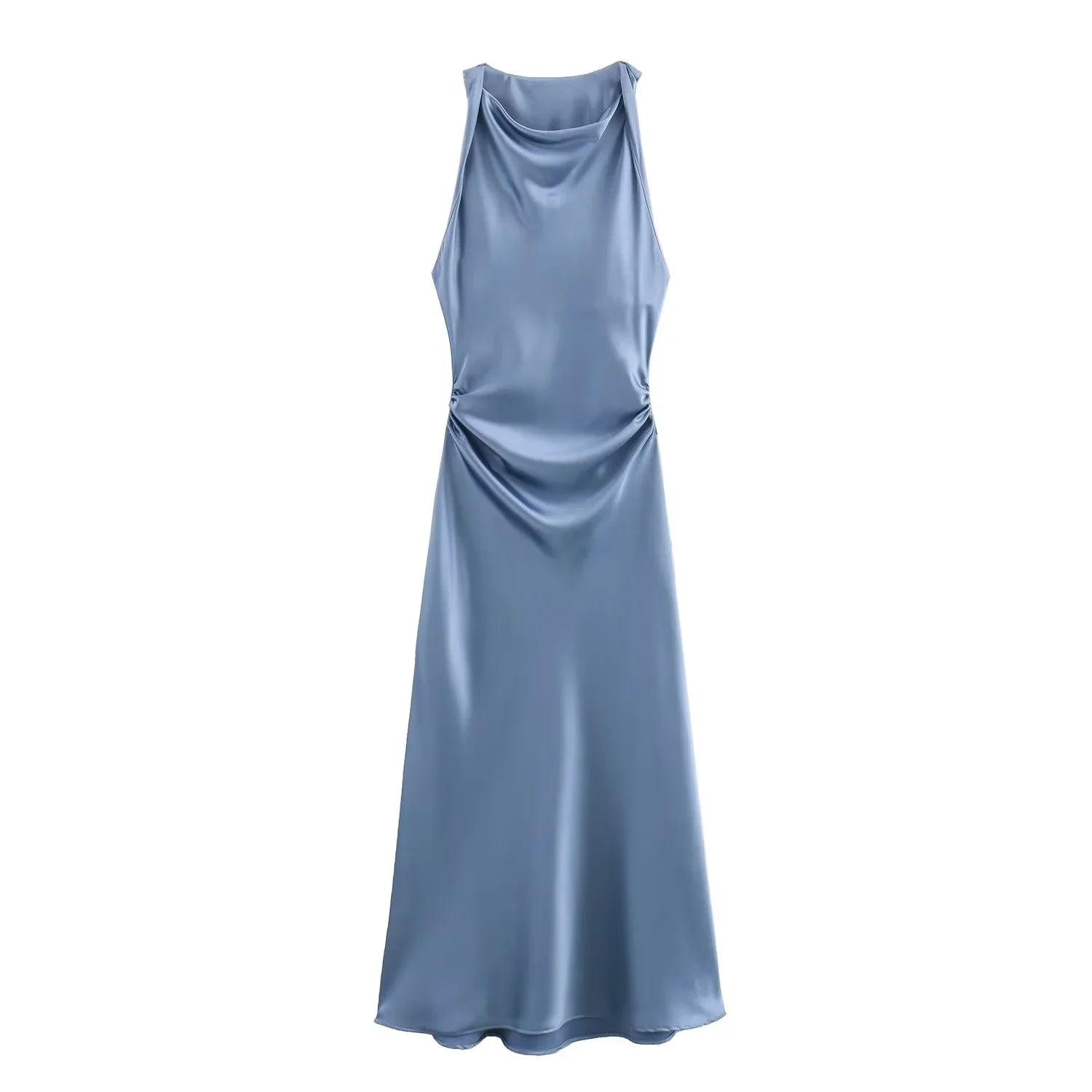Satin Long Dresses for Women 2024 Summer Slip Midi Dress Woman Sexy Evening Party Dress Sleeveless Female Elegant Dresses