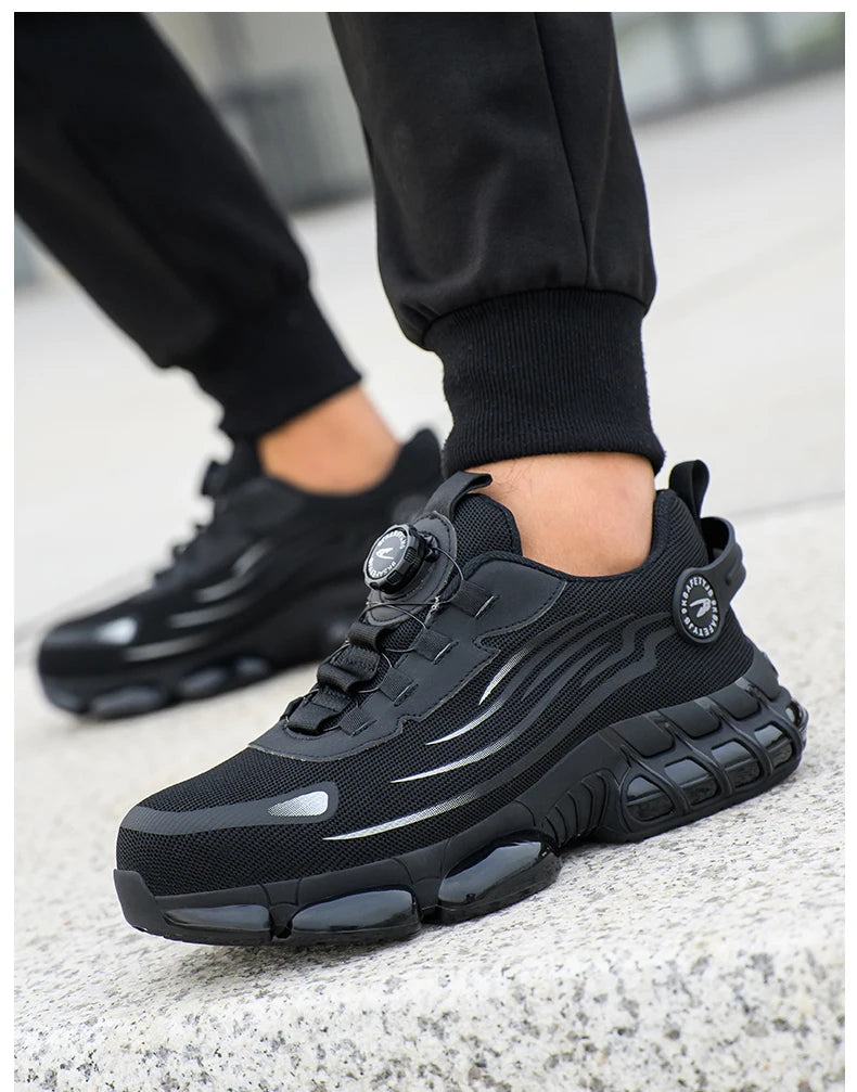 Rotary Buckle Work Safety Shoes For Men and Women Air Soft Sole Lightweight Protective Work Sneakers Men Breathable Boots