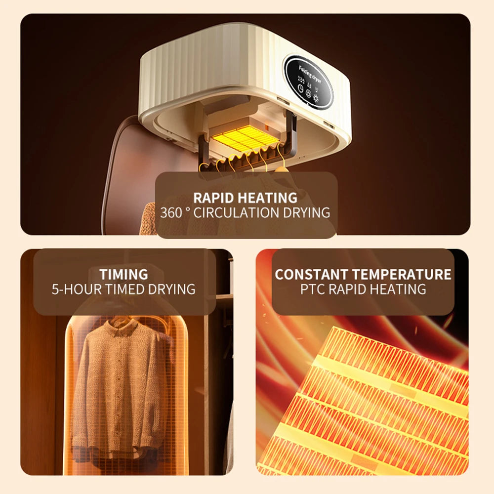 Folding Portable Clothes Dryer Mini Electric Laundry Dryer Hang Drying Rack Machine for Home Room Travel 110V 220V 전기의류건조 의류건조기