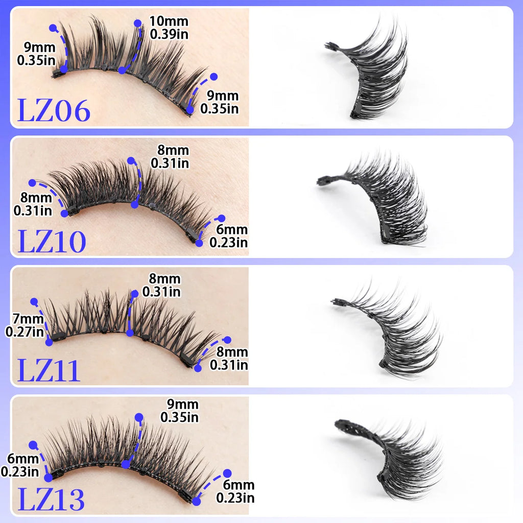 SHIDISHANGPIN 3D Magnetic False Eyelashes — Reusable, Glue-Free, Natural Long & Fluffy Look (1 Pair + Curler)