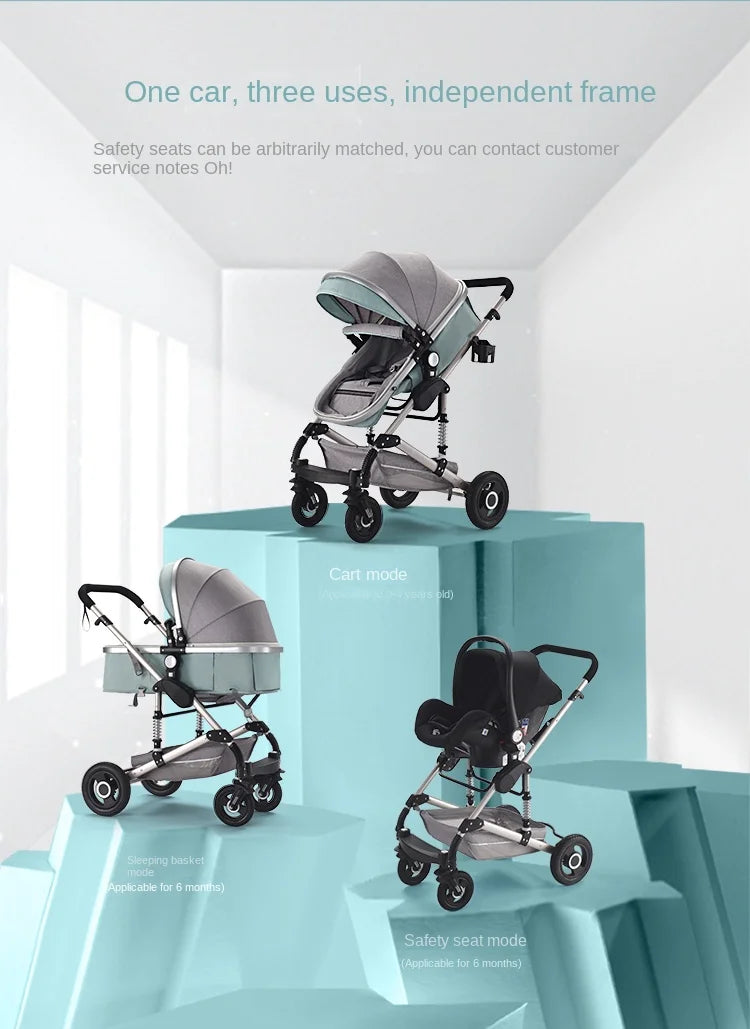 Baby Stroller ,Portable Baby Carriage,Fold Pram,Aluminum Frame High Landscape Stroller,for Newborn Baby trolley car seat