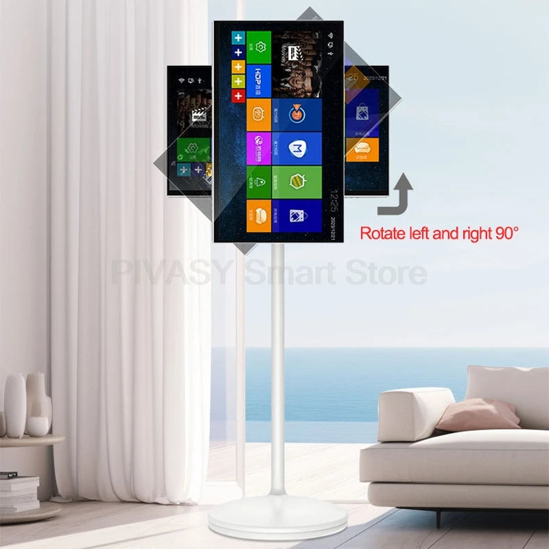 Touch Screen 32 Inch Android Smart TV Stand 10000mAH High-Battery 8+128G 4K UHD Device Rotatable Movable Monitor for Gym Live