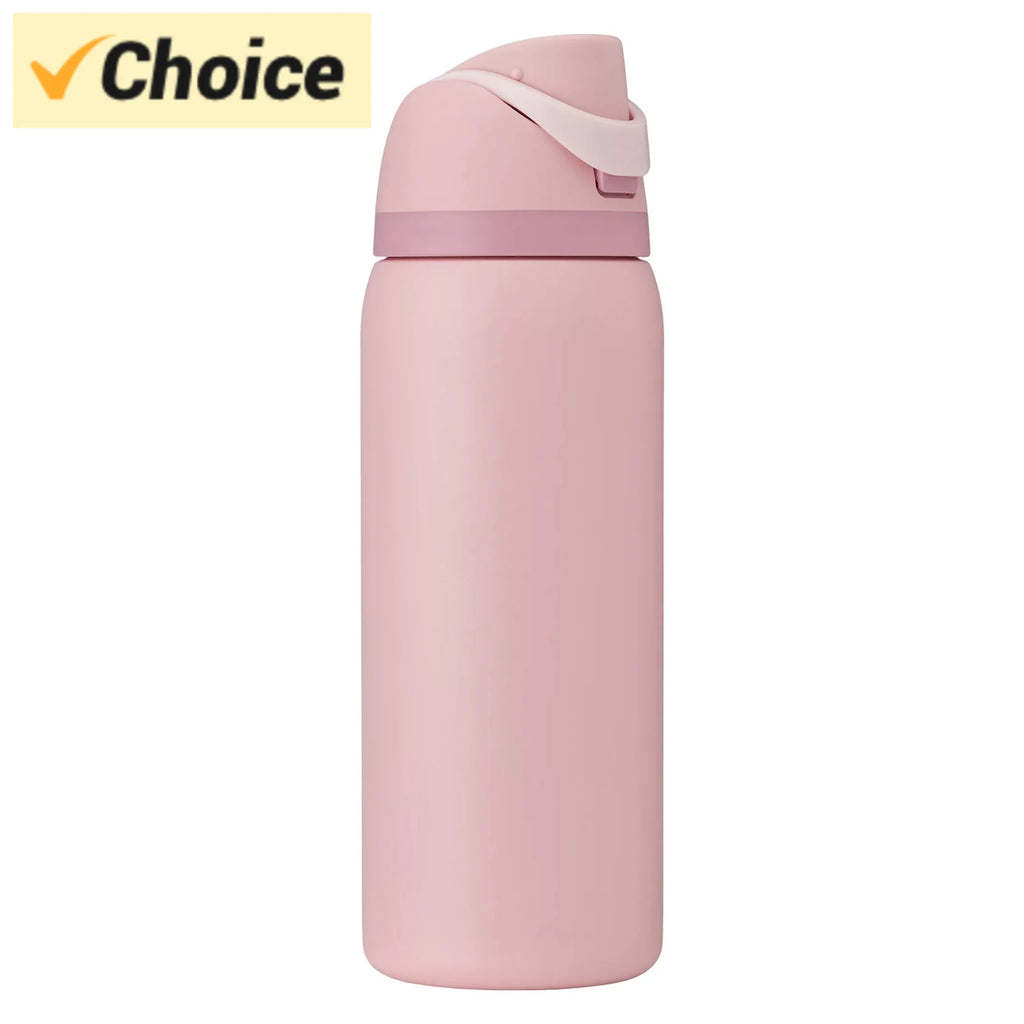 24oz Double Layer Stainless Steel Insulated Cup Water Cup Handle Cover Stainless Steel And Vacuum Insulated Leak Proof Soft Cove