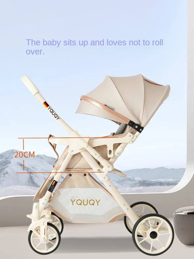 Baby Stroller Two-way Pushchair Can Sit and Lie Large Seat 0 to 3 Years Old Children Lightweight Folding Stroller Large Wheels