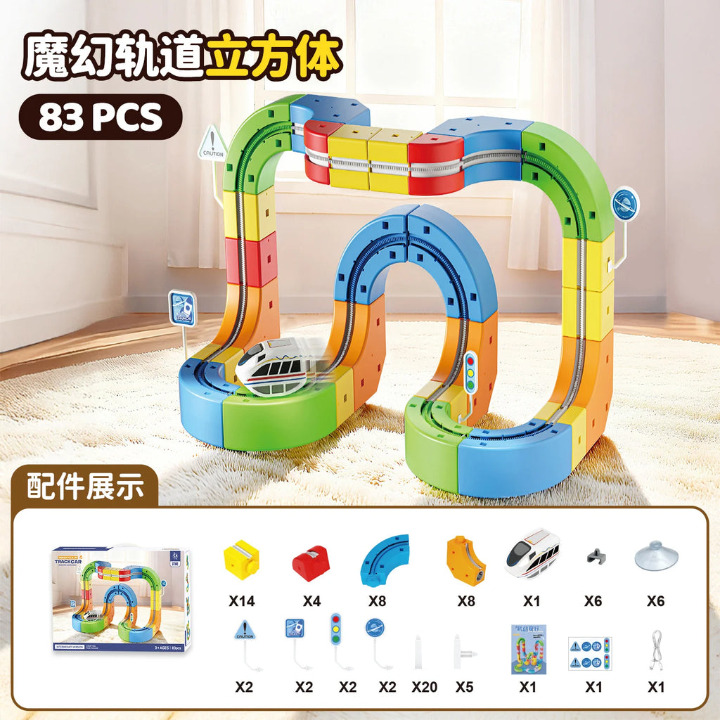 Montessori Toy 2025 Latest Educational Toys Assembly Magic Track Train Set Children'S Toys Non-Remote Control Rail Car Gift Box