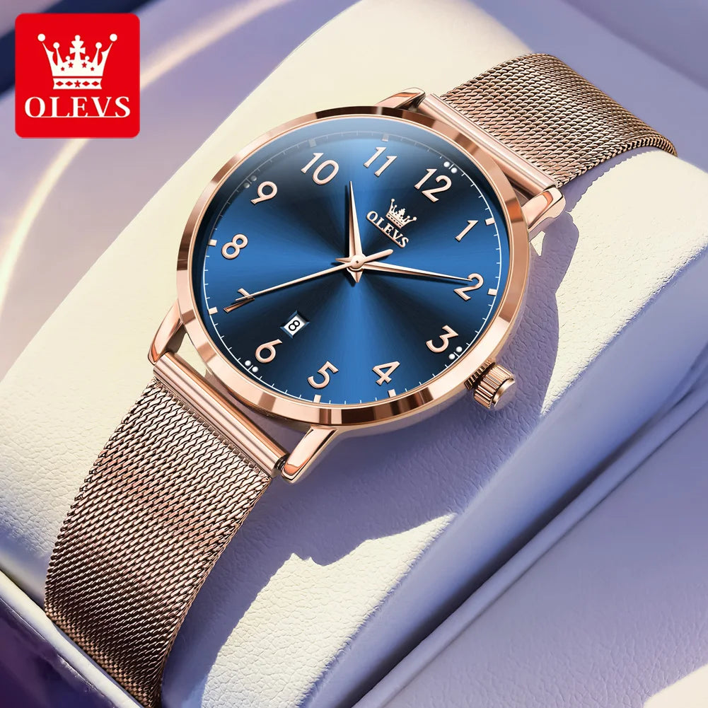 OLEVS New 5653 Women Watch Luxury Brand Quartz Watch Elegant Rose Gold Digital Waterproof Watch HD Simple Bracelet Women Watch