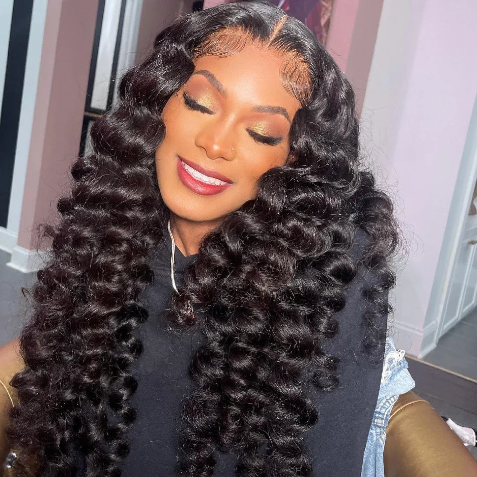 AMYTUD 30–40 Inch HD Lace Frontal Wig | Brazilian Loose Deep Wave Human Hair