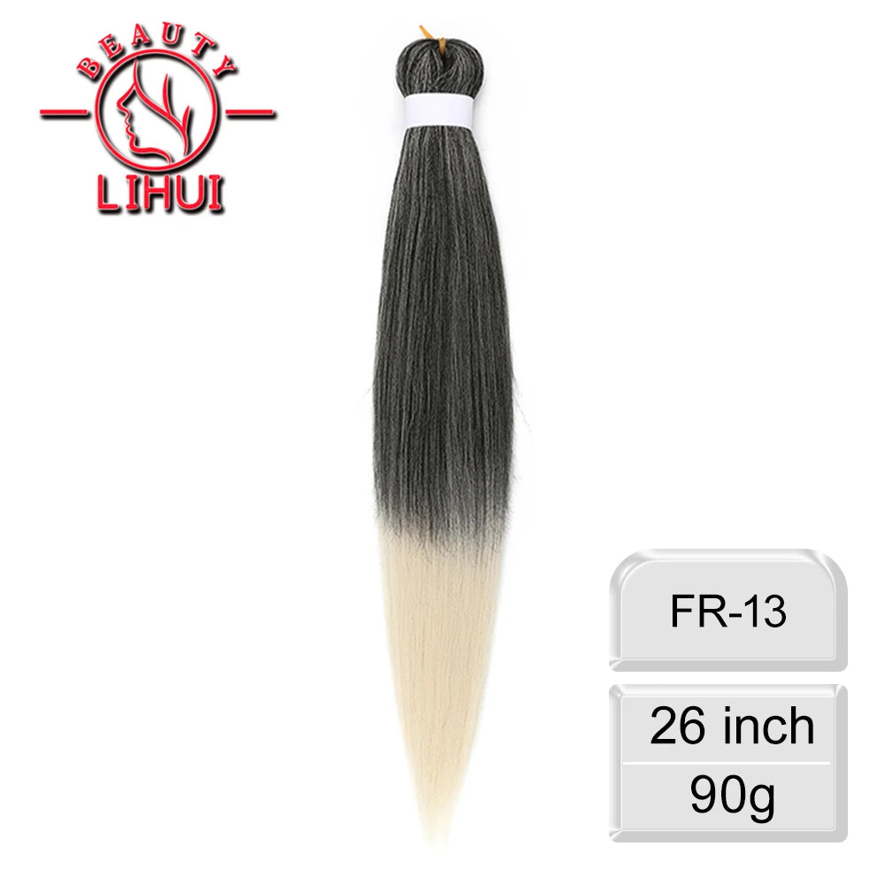 LIHUI Pre-Stretched Jumbo Braids — 26" 90 g Synthetic (Red/Pink, Frosted Colors)