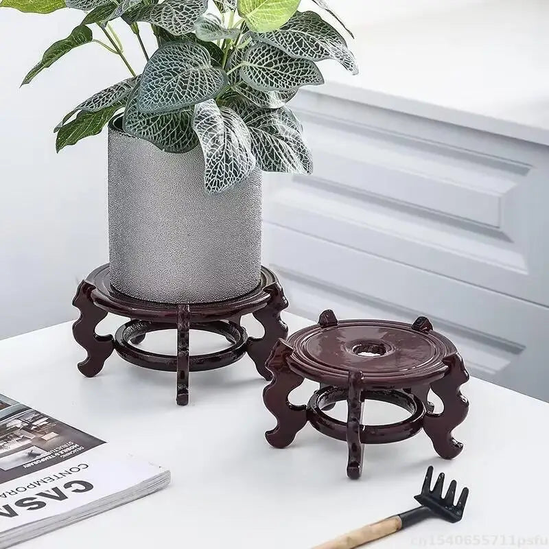 Natural Solid Wood Pedestal Crafts Vase Flower Pot Bonsai Plant Decorative Shelves Greenhouse Shelf Kitchen Wooden Display Stand