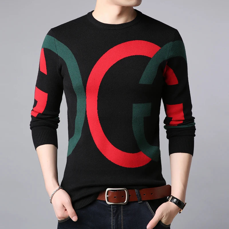 Autumn and Winter Round Neck Sweater for Men, Trendy and Fashionable, Paired with Warm Knit Sweater Trendy Brand Youth, Handsome