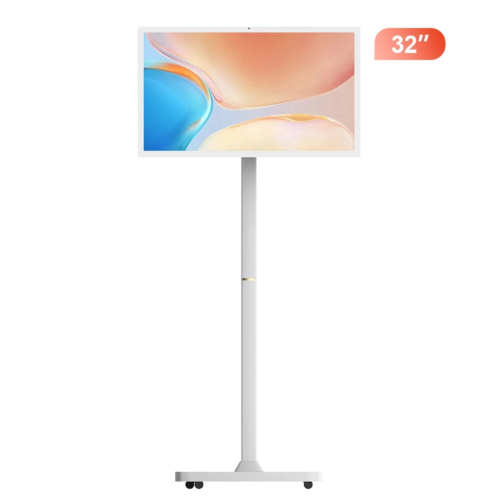 32 Inch Movable With Stand Smart Home Business TV Wireless Smart TV With Rotating Wheels Touch Screen Portable TV﻿