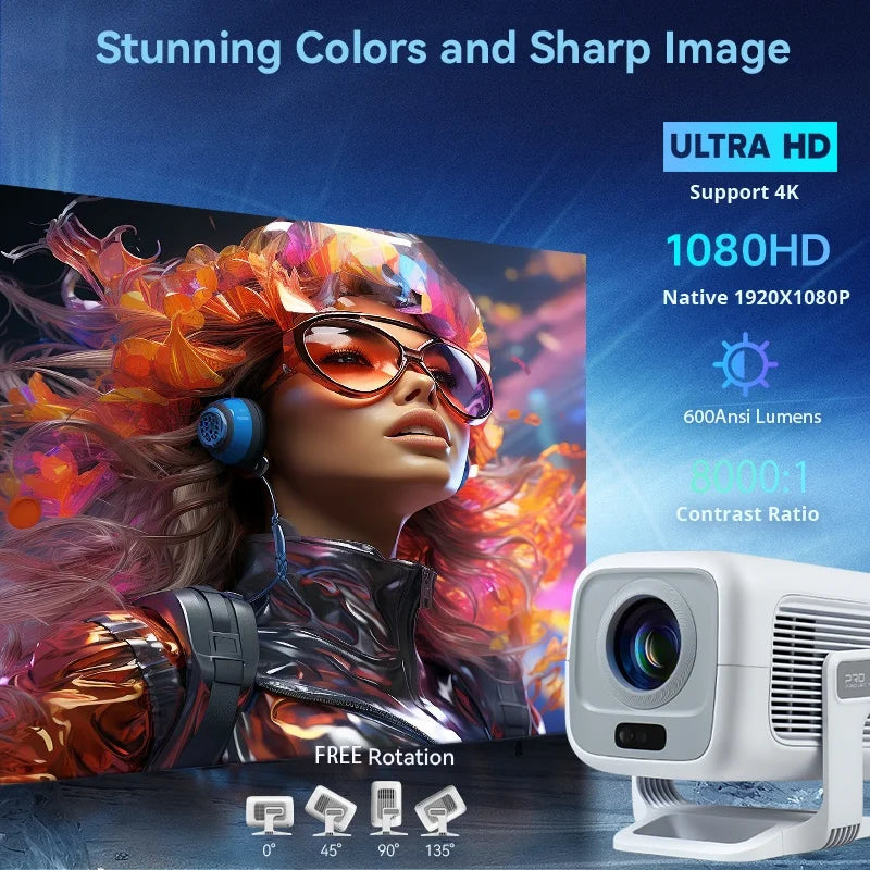 DITONG X3Plus 1080P Smart Mini Projector (600 ANSI, Wi-Fi 6, BT 5.4, Android 11)