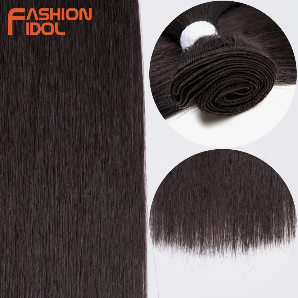 Bone Straight Hair Extensions Ombre Blonde Hair Bundles Super Long Hair Synthetic 24 Inch Straight Hair Full to End FASHION IDOL