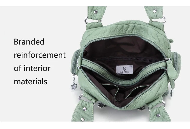 Angel kiss Women Handbags Satchel Top-handle Handbag PU Shoulder Bag Roomy Pocket  Pack Multi-pockets Shoulder Purse Bags