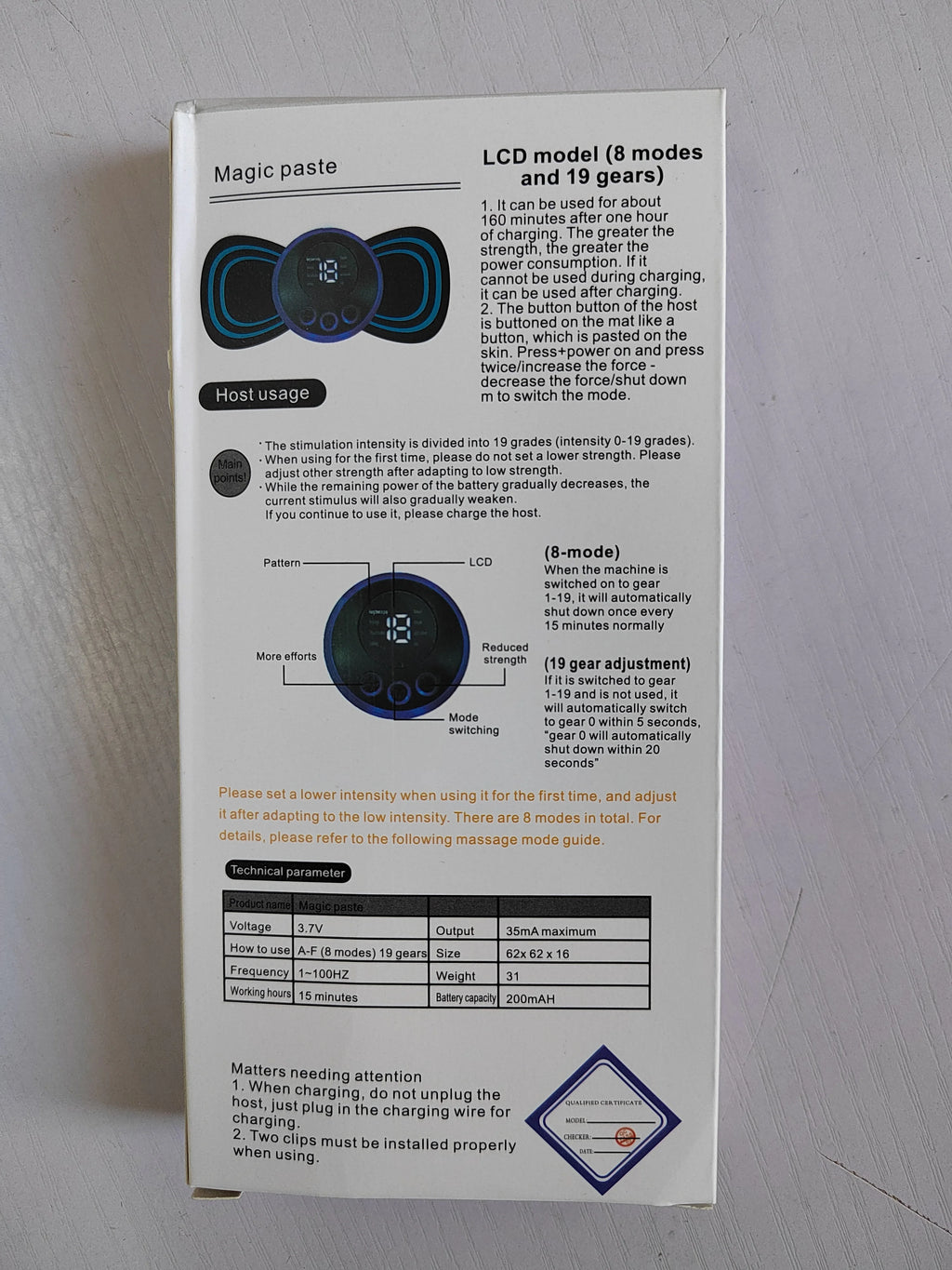 INSMART Mini EMS Neck Massager Patch (8 Modes, 19 Levels)