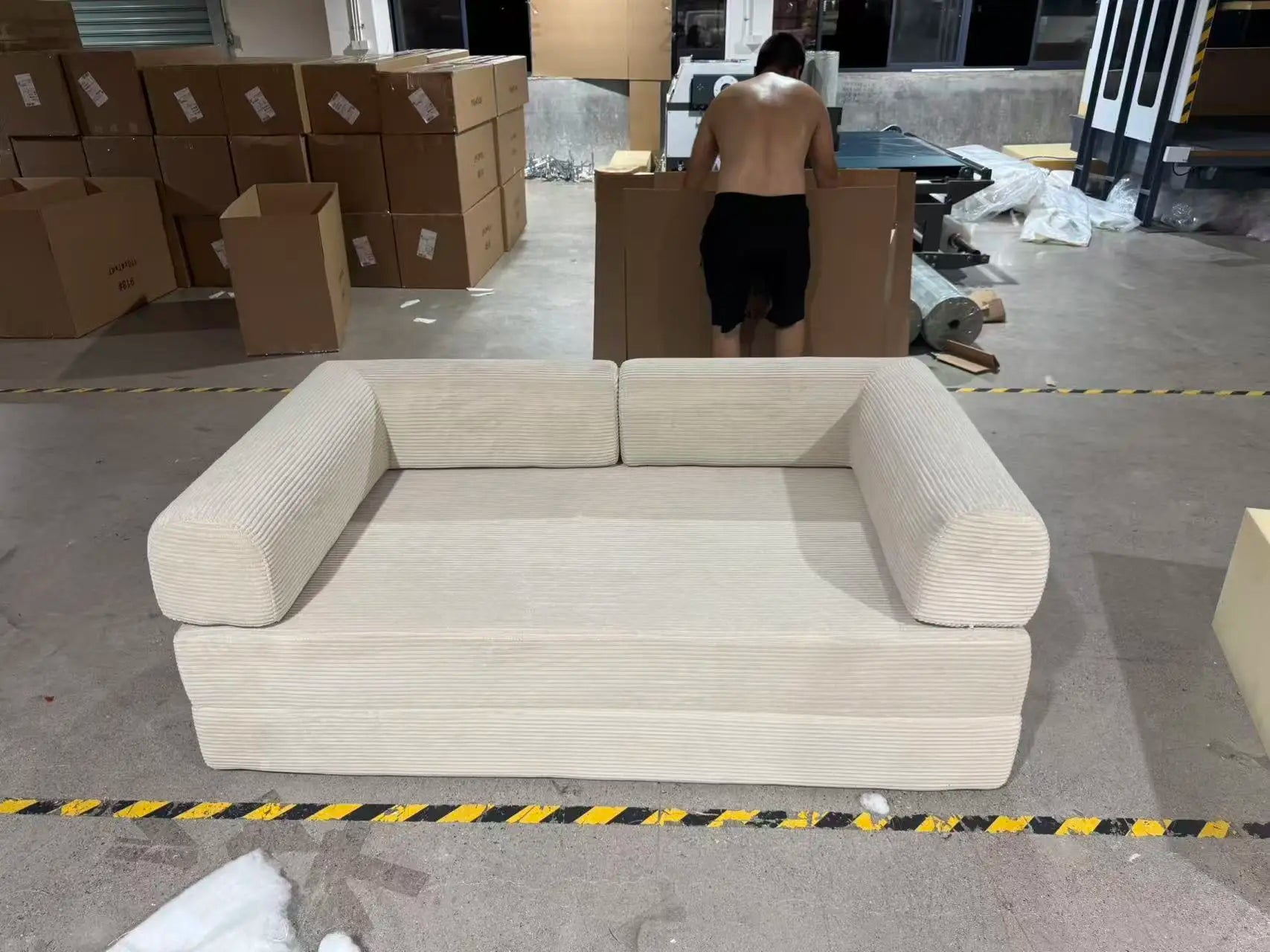 Italian Compressed Sofa Minimalist Retro Corduroy Sofa Bed Lounge Modular Couch Foldable Washable Customizable for Living Room