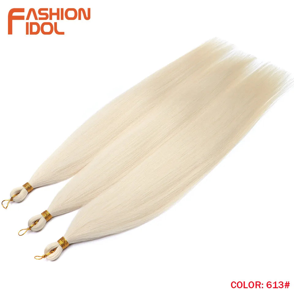 Ariel Straight Hair Bundles Crochet Braids Hair Synthetic 28 Inch 3PCS Braiding Hair Ombre Blonde Yaki Crochet Hair Extensions