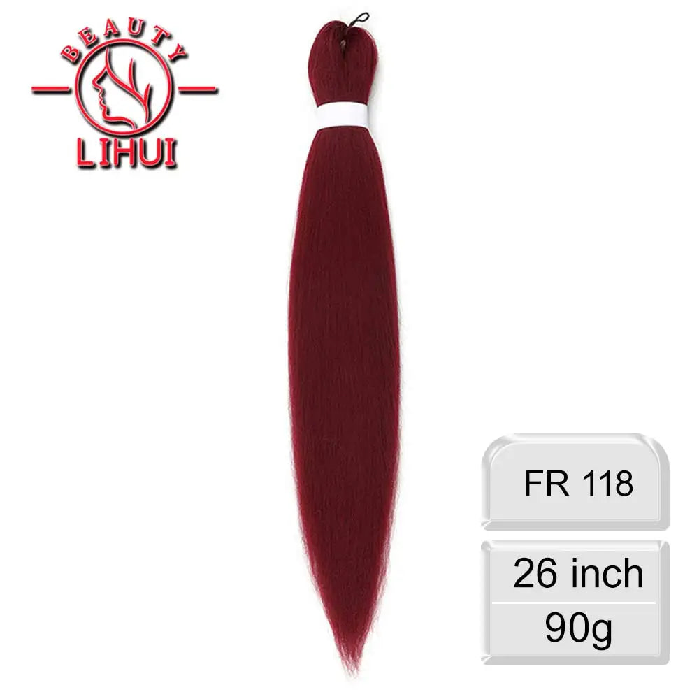 LIHUI Pre-Stretched Jumbo Braids — 26" 90 g Synthetic (Red/Pink, Frosted Colors)