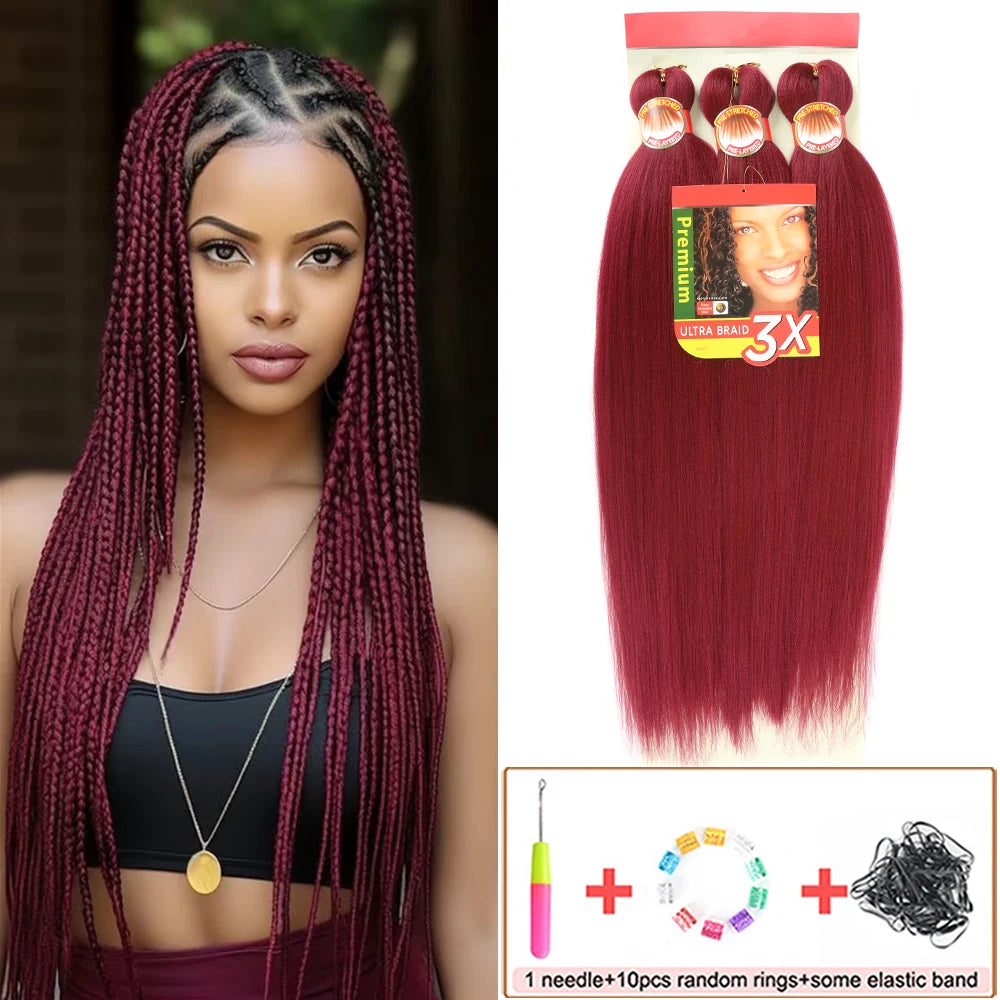 Braiding Hair Pre Stretched 26 Inch 3 Packs Yaki Braiding Hair For Braids Hot Water Setting Synthetic Crochet Hair Extensions