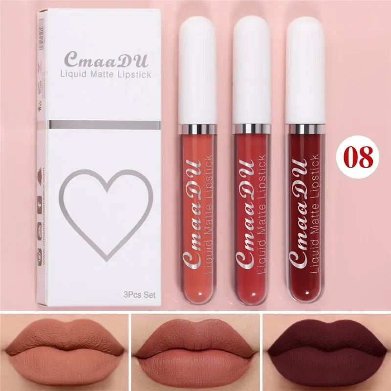 6 Colors/Set Fashion Matte Lip Gloss Sets Natural Moisturize Waterproof Lasting Velvet Sexy Red Liquid Lipstick Beauty Cosmetic