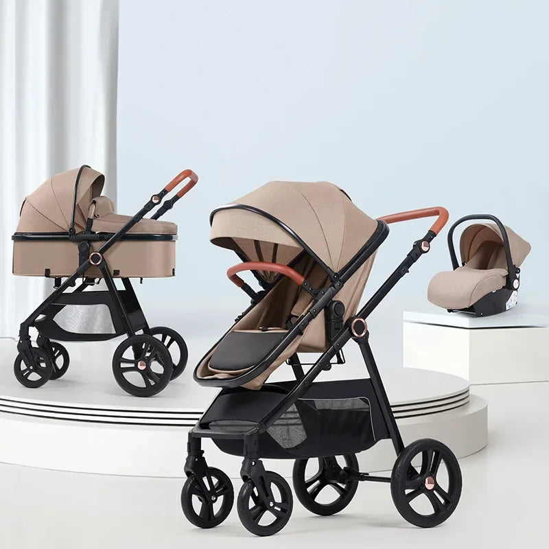 Multifunctional Three-in-one Stroller Lightweight Children's Stroller Deluxe High Landscape Stroller Foldable Newborn Carriage