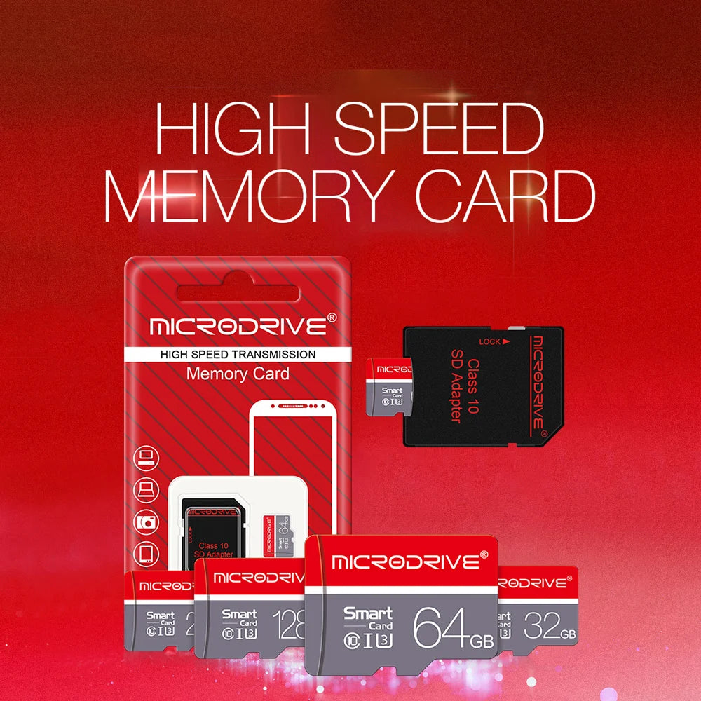 MicroDrive High-Speed microSD Card (16–256GB, C10/A1/U3, V10)
