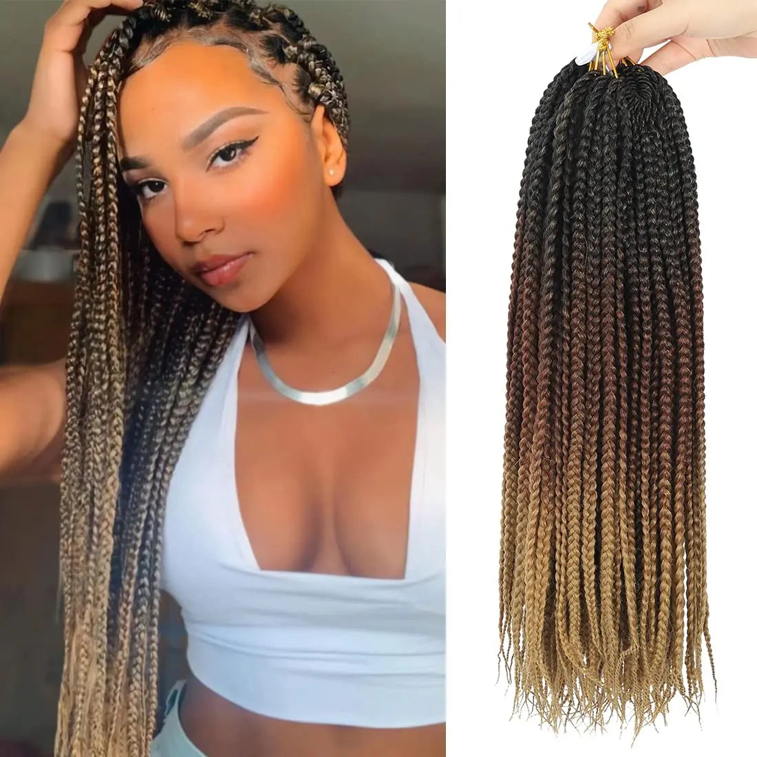 30inch Crochet Box Braids Hair pre looped Goddess Box Braids Crochet Braiding Hair 1/5/7 Packs Crochet Box Braids Synthetic Hair