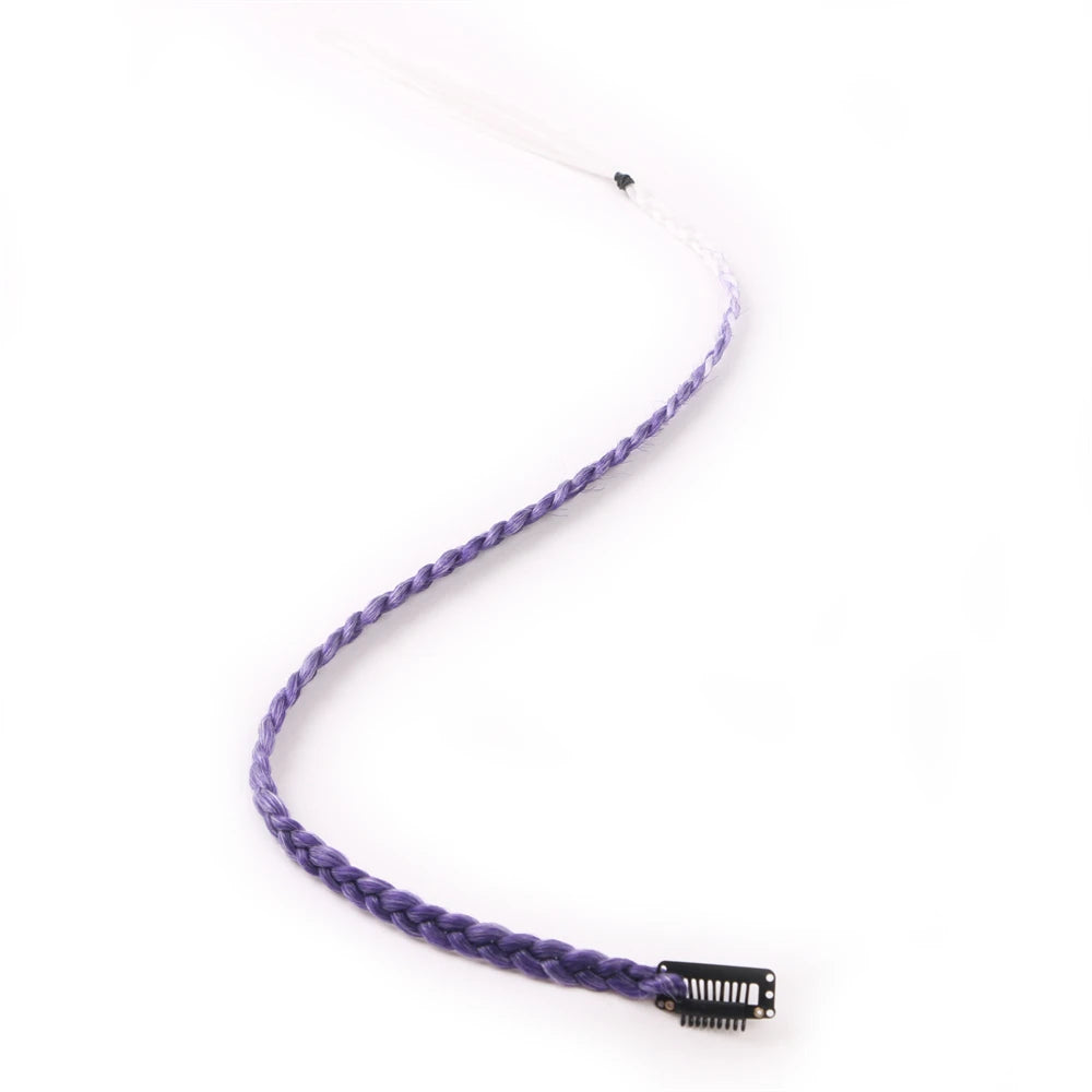 Synthetic 5 Pcs/Lot Clip-in Extensions For Women Ponytail Rainbow Braid Hair Extension 22'' Ombre Hairpiece Box Braid With Clip