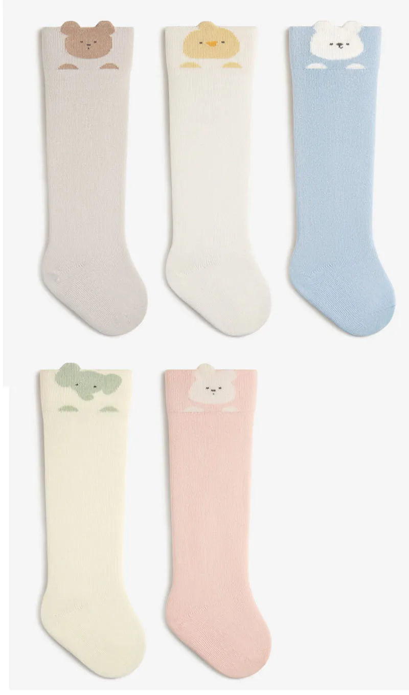 3 Pairs a Lot MILANCEL Spring Baby Stockings 0-3T Cartoon Animal Girls Over-the-Knee Socks Color Blocking Toddler Boys Socks