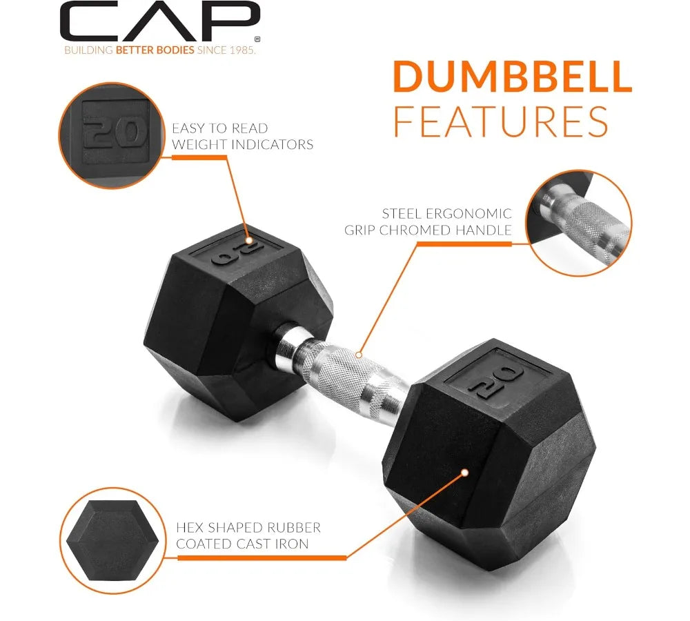 Coated Hex Dumbbell Set | Multiple Weights 3-50lb | Home Gym Strength Training Equipment