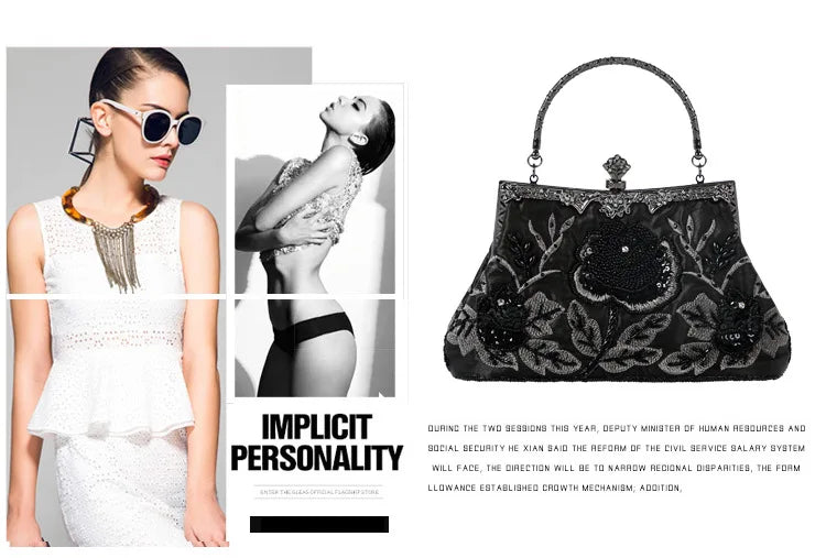 Retro Handmade Beaded Embroidered Dinner Bag Chic Festive Bride Bolsos Lujosos Marcas Famosas Luxury Designer Bags High Quality